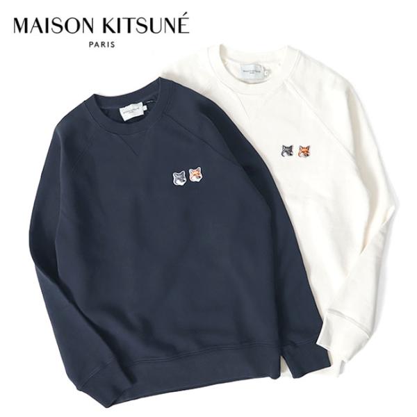 Maison Kitsune メゾンキツネ ダブルフォックスヘッドロゴ クルー Maison Kitsune メゾンキツネ ダブルフォックスヘッドロゴ クルー
