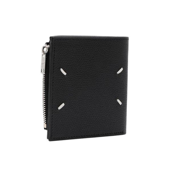 メゾンマルジェラ 4ステッチ 二つ折り財布 ブラック S35UI0438 Maison Margiela メゾンマルジェラ グレインレザー 二つ折り財布