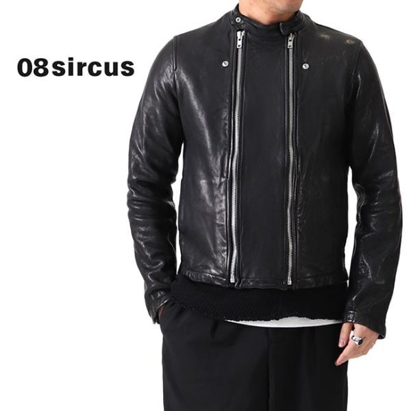 08sircus 型押し シングルライダース カーフレザージャケット 08sircus 08 sircus 08サーカス シングル レザージャケット