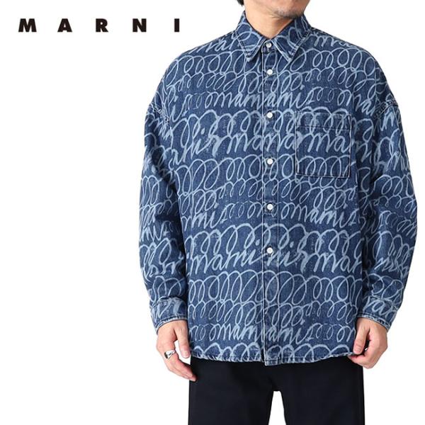 MARNI マルニ Marni Scribble 総柄 ブリーチ デニムシャツ MARNI マルニ Marni Scribble 総柄 ブリーチ デニムシャツ
