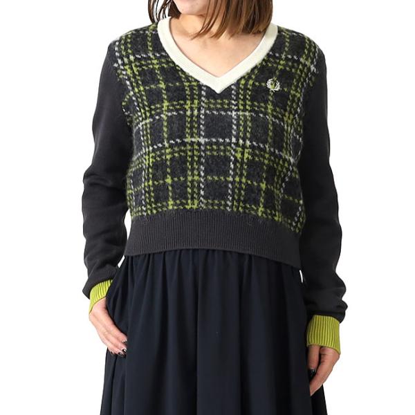 Fred Perry ニット セーター モヘアニット タータンチェック シャギー Fred Perry ニット セーター モヘアニット タータンチェック シャギー