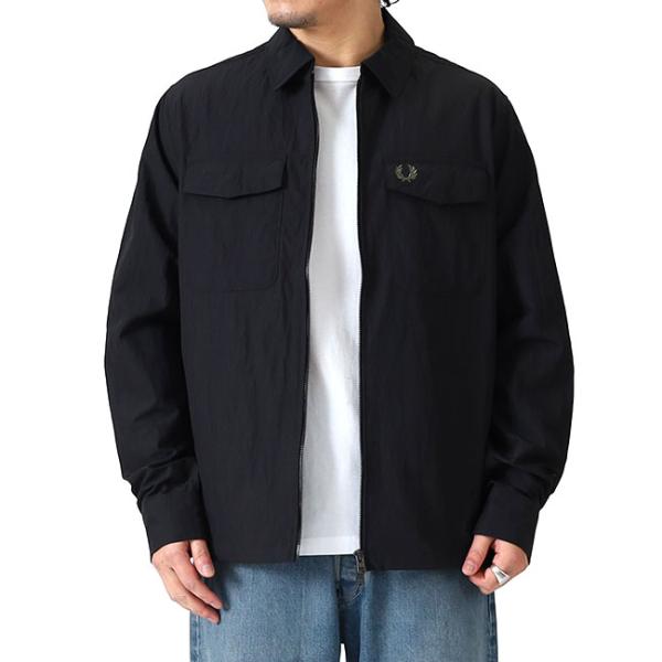 ヒロ　Fred Perry ナイロンジャケット 黒 中古・古着通販】FRED PERRY (フレッドペリー) フーデッドナイロン