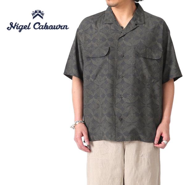 【Nigel Cabourn】インディゴ染め バンドカラーミックスシャツ Nigel Cabourn ナイジェルケーボン リネンインディゴ オープン