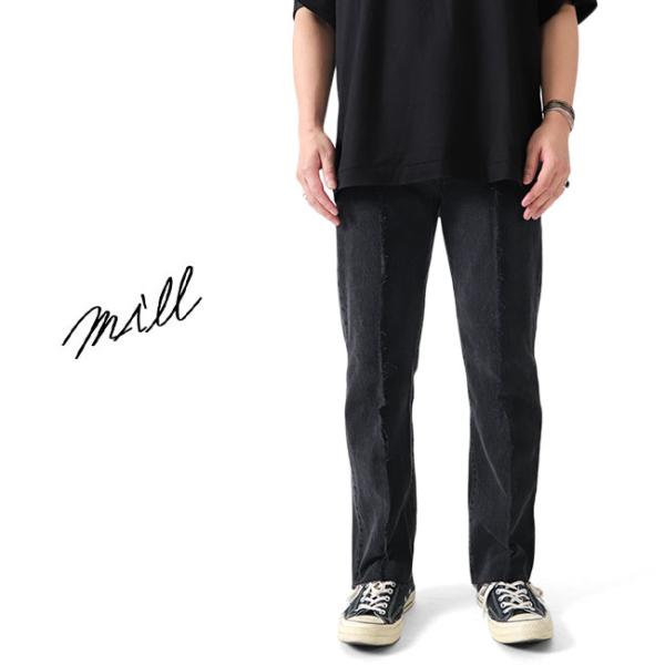 TIME SALE] mill ミル リメイク ストレート ブラックデニム パンツ M19