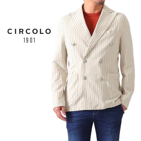 CIRCOLO ストライプ ビジネスジャケット CIRCOLO 1901（チルコロ 1901） ピンストライプ 6B メタルボタン