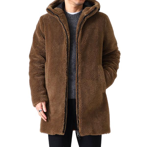 TIME SALE] HERNO ヘルノ ボアフリース フード付き ミドルコート