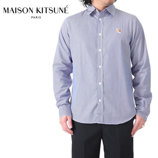 MAISON KITSUNE メゾンキツネ デニムストライプシャツ M MAISON KITSUNE メゾンキツネ デニムストライプシャツ M