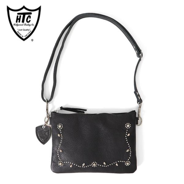 HTC スタッズ付き黒レザーバッグ golden-state_t26042304