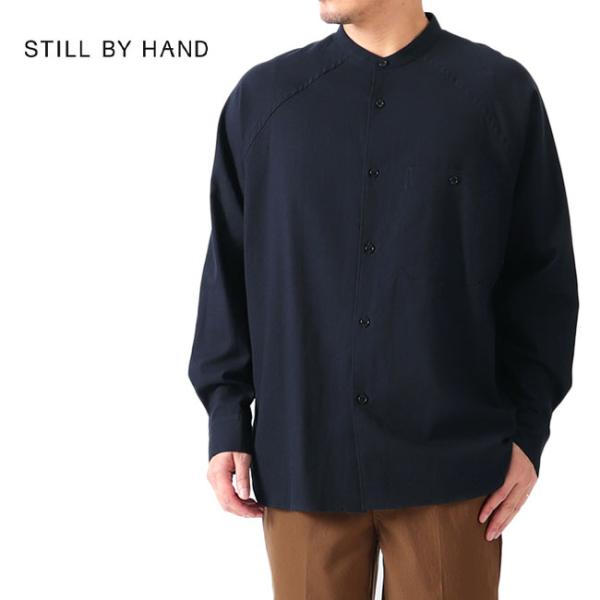 Still by hand スティルバイハンド コットンウール バンドカラーシャツ