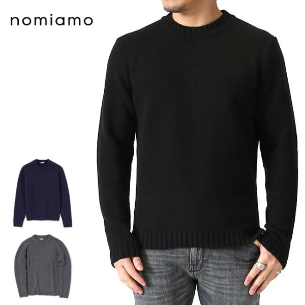 6.05万円 nomiamoノミアモ カシミヤ100％ ミドルゲージクルーニット nomiamo（ノミアモ）カシミヤミドルゲージクルーニット ネイビー