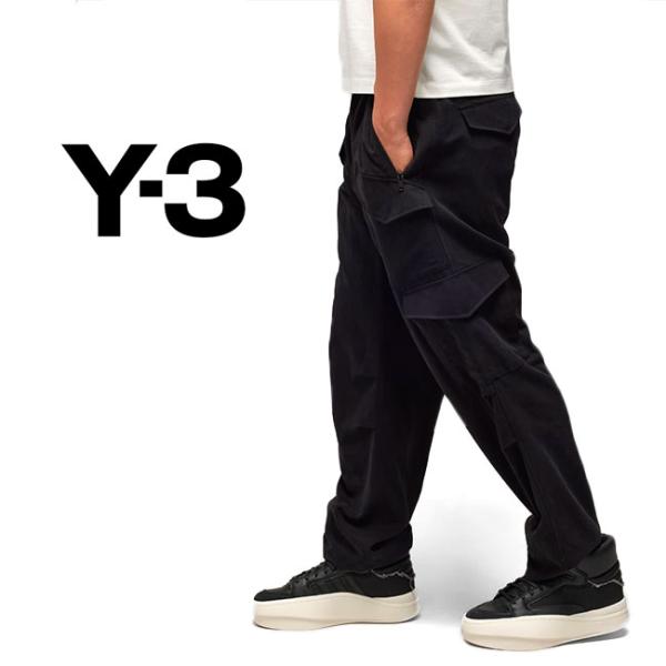 Y-3 ブラックカーゴパンツ ウエストベルト付き Y-3 ワイスリー ベルト付き カーゴパンツ IN8751 Y-3