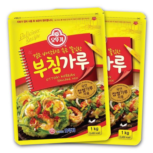 韓国定番のオットギチヂミ粉韓国風お好み焼（チヂミ)の粉です、これで誰でもチヂミが作れます。名称 : チヂミ粉内容量 : 1kg(1袋当たり)原材料名 : 小麦粉、サツマイモでん粉、ベーキングパウダー、食塩、米粉、ニンニク粉末、黒胡椒、リボフ...