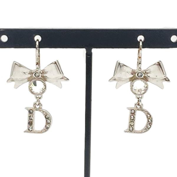 ディオール Dior ラインストーン リボンモチーフ ロゴ ピアス