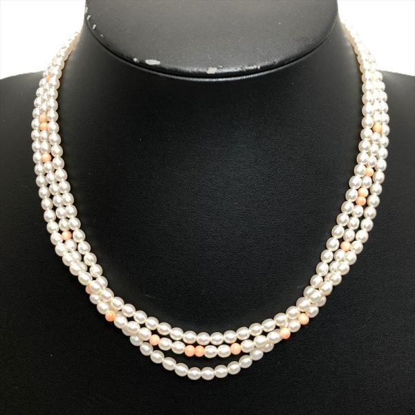 MIKIMOTO（ミキモト） MIKIMOTO 3連ライスパール ネックレス シルバー