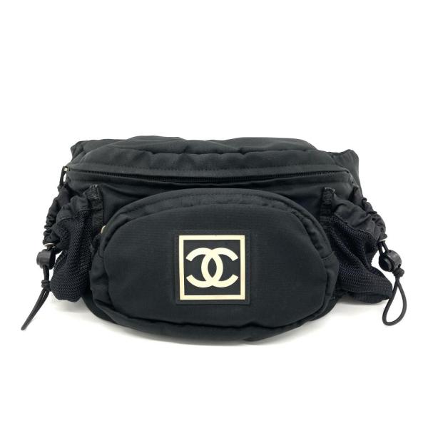 シャネル パイソン ココマーク ウエストバッグ ブラック CHANEL シャネル スポーツライン ボディバッグ ナイロン