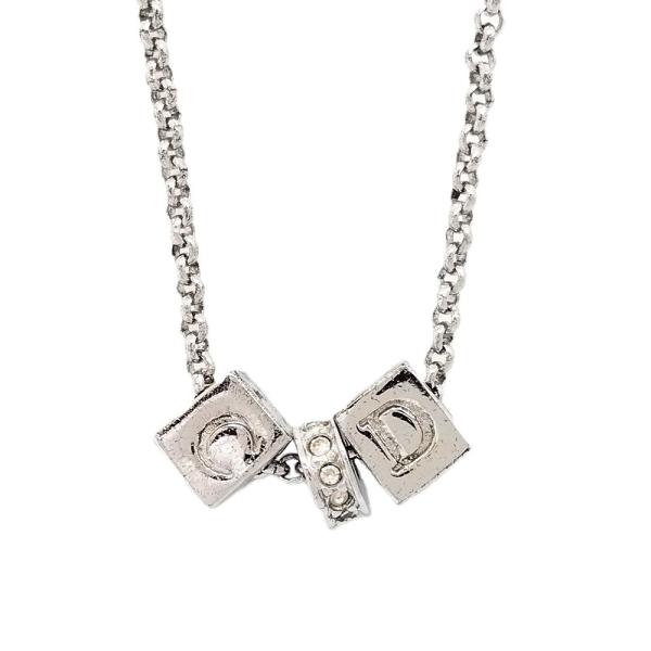 ディオール Dior ネックレス シルバー CDロゴ キューブ ライン