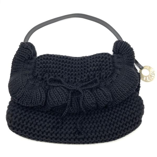 本物 フェンディ FENDI ニット ショルダーバッグ ハンドバッグ ウール レザー パープル 8BR445 バッグ 中古 FENDI - 本物 フェンディ FENDI ニット ショルダーバッグ ハンドバッグ