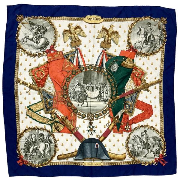 HERMES（エルメス） カレ90 ナポレオン NAPOLEON スカーフ ブルー