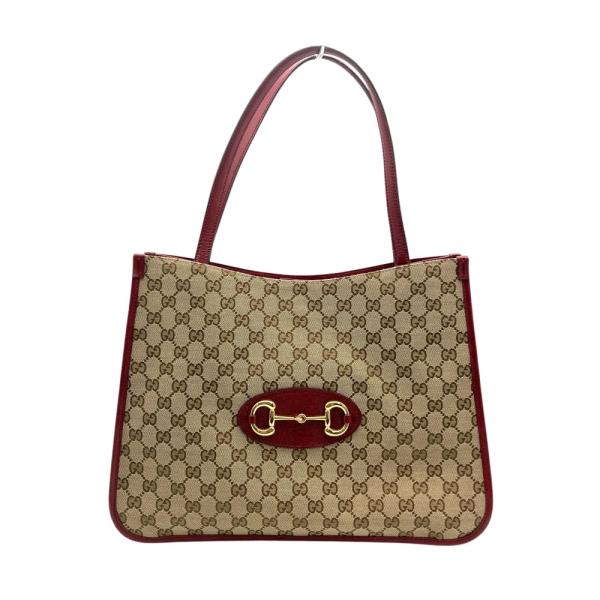 Gucci　グッチ ビジネスバッグ ベージュ レザー GGキャンバス グッチ GUCCI ホースビット トートバッグ レザー 623694
