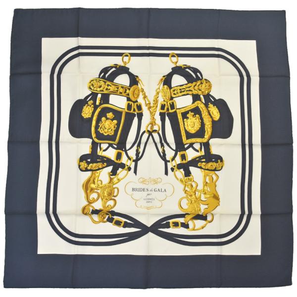 HERMES エルメス カレ90 スカーフ シルク 90cm ブルー BRIDE de HERMES エルメス カレ90 スカーフ シルク 90cm ブルー BRIDE de
