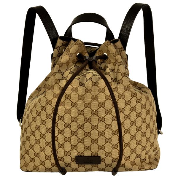 GGキャンバス グッチ GUCCI リュック レザー ベージュ シルバー