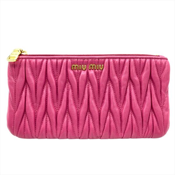 miu miu 花柄ポーチ ピンク　RFID miumiu ミュウミュウ 巾着ポーチ ハンドバッグ ミニバッグ 花柄