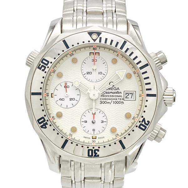 オメガ OMEGA 2598.20/178.0504 シーマスター プロフェッショナル 300 クロノグラフ 腕時計 自動巻 ホワイト文字盤 SS メンズ