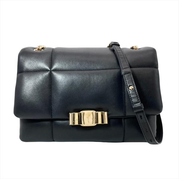 フェラガモ Ferragamo キルティング チェーン ショルダーバッグ レザー