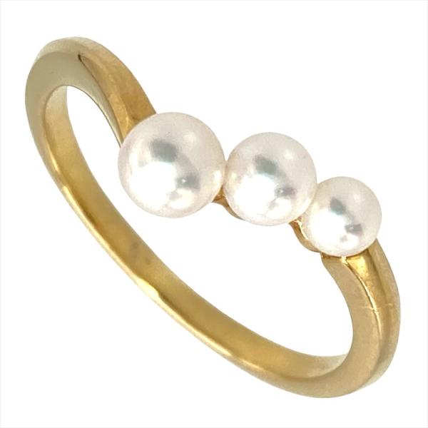 MIKIMOTO（ミキモト） ベビーパール 3P リング 指輪 約11号 K18YG 2.4g