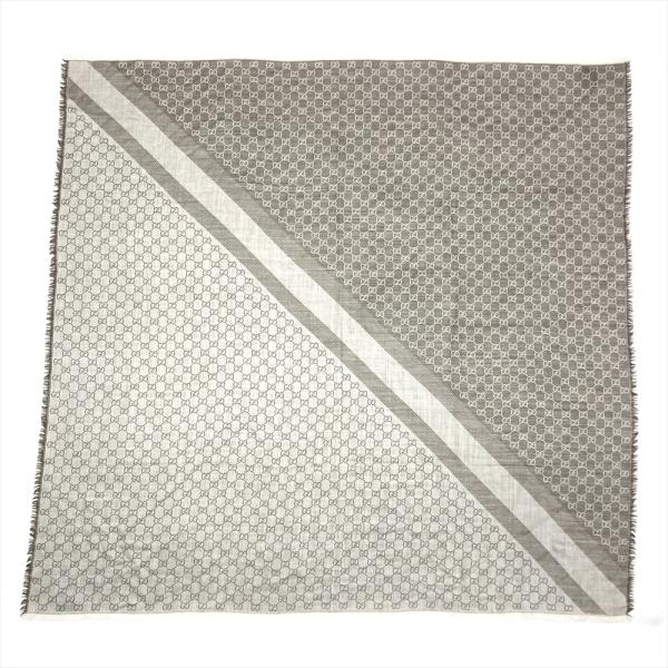 GUCCI（グッチ） GUCCI GG柄 大判 スカーフ ウール シルク ブラウン