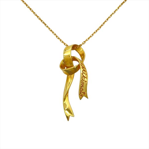 MIKIMOTO（ミキモト） リボンモチーフ ネックレス K18YG 5.7g イエロー