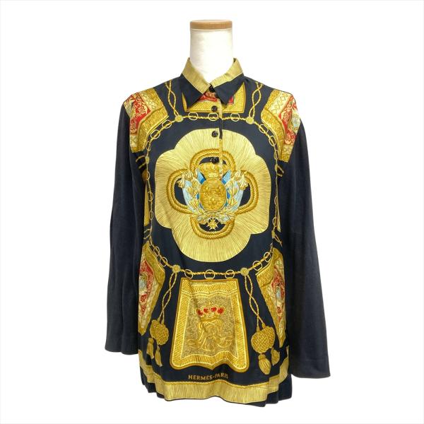 HERMES（エルメス） ニット切替 シルクブラウス ブラウス シルク