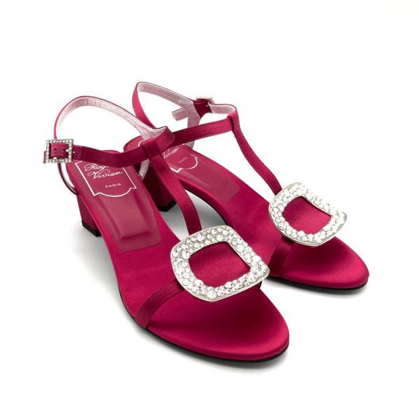 ロジェヴィヴィエ Roger vivier ビジュー サンダル サテン ピンク 35 1