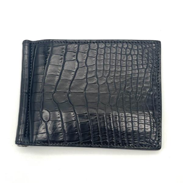 【X刻印】 エルメス ポーカーGM マネークリップ ネイビー ビジネス カード HERMES（エルメス） ポーカーGM マネークリップ アリゲーターマット A
