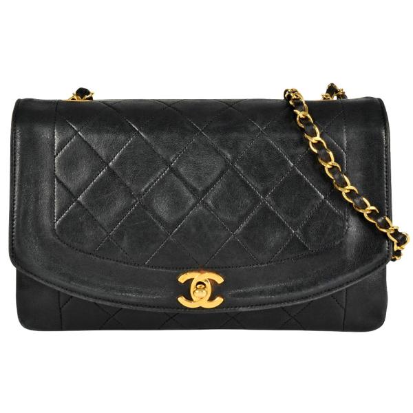 シャネル CHANEL マトラッセ ダイアナフラップ ショルダーバッグ バッグ ラムスキン（羊革） レディース ブラック系 A01165 【中古】 CHANEL - シャネル CHANEL マトラッセ ダイアナフラップ ショルダー