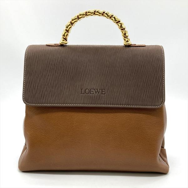 LOEWE ロエベ ベラスケス ハンドバッグ 2WAY レザー ブラウン ゴールド