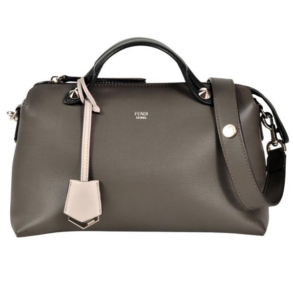 FENDI グレー レザー ハンド　ポーチ FENDI 24FW BY THE WAY レザー セレリア ミニ バッグ *DOVE GREY