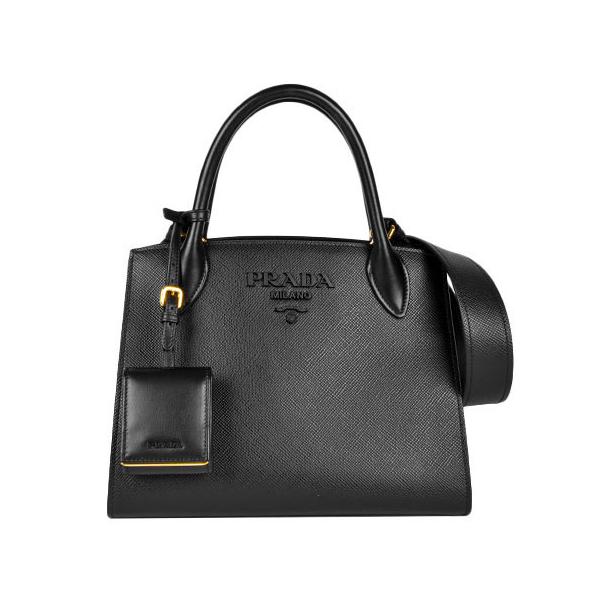 PRADA プラダ モノクローム 2WAYハンドバッグ ハンドバッグ ショルダーバッグ グレー レザー 1BA15 ゴールド金具 PRADA】プラダ『モノクローム バッグ』1BA156 レディース 2WAYバッグ 1