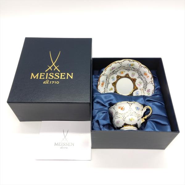 陶磁器　宮廷小花/ティーセット　15セット 花柄 金装飾 マイセン Meissen カップ＆ソーサ― 宮廷の小花 ティーカップ 陶磁器