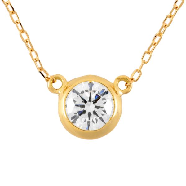 ラボ グロウン ダイヤモンド ネックレス K18YG 1.0g 0.3ct イエロー