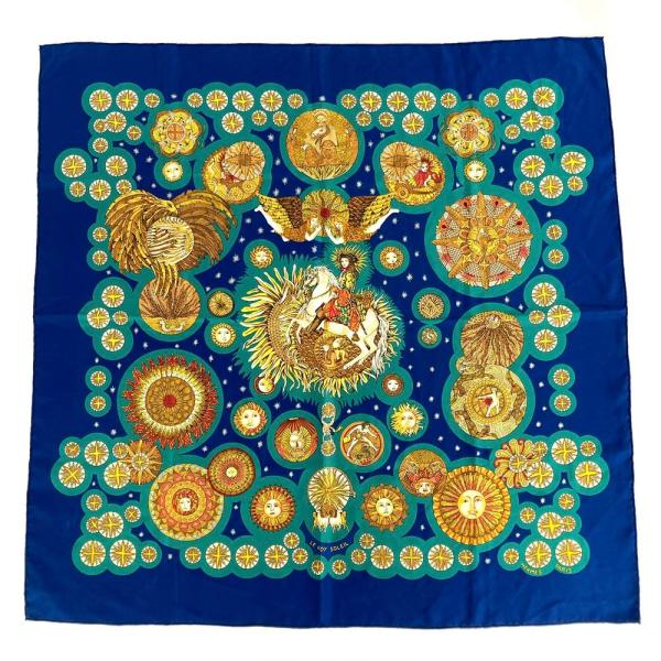 HERMÈS スカーフ カレ90 LE ROY SOLEIL 太陽王 HERMES エルメス カレ90 太陽王 LE ROY SOLEIL スカーフ シルク