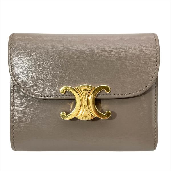 CELINE（セリーヌ） トリオンフ 三つ折り財布 レザー グレージュ