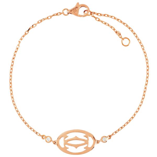 【レア】 カルティエ 2C ダイヤモンド レザーブレスレット K18WG 750 Cartier（カルティエ） Cartier 2C ロゴ ブレスレット ダイヤモンド
