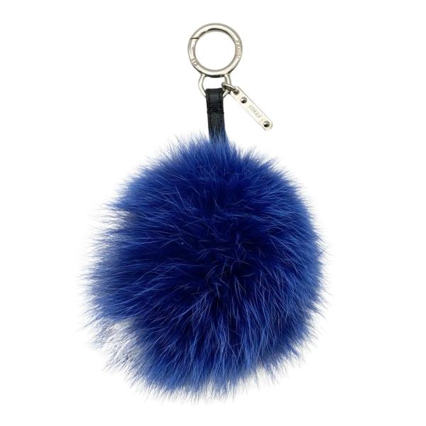 FENDI（フェンディ） ポンポンチャーム キーホルダー ファー ブルー