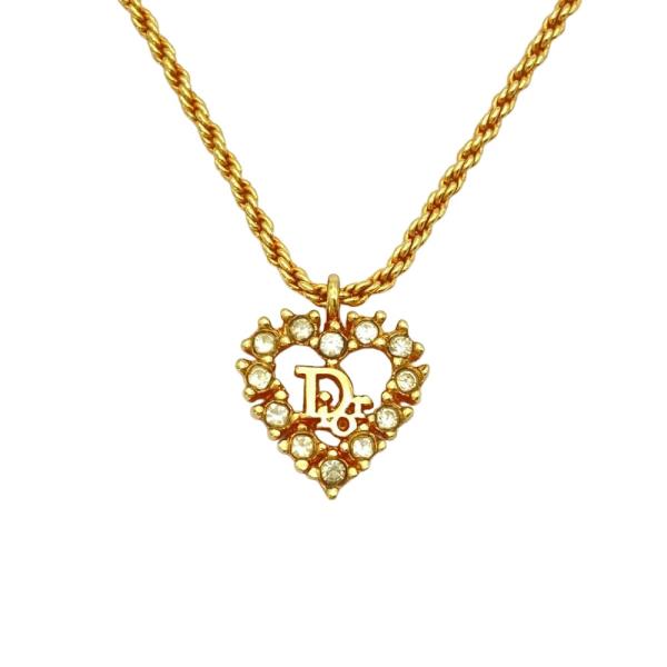 ディオール Dior ロゴ ハート モチーフ ラインストーン ネックレス