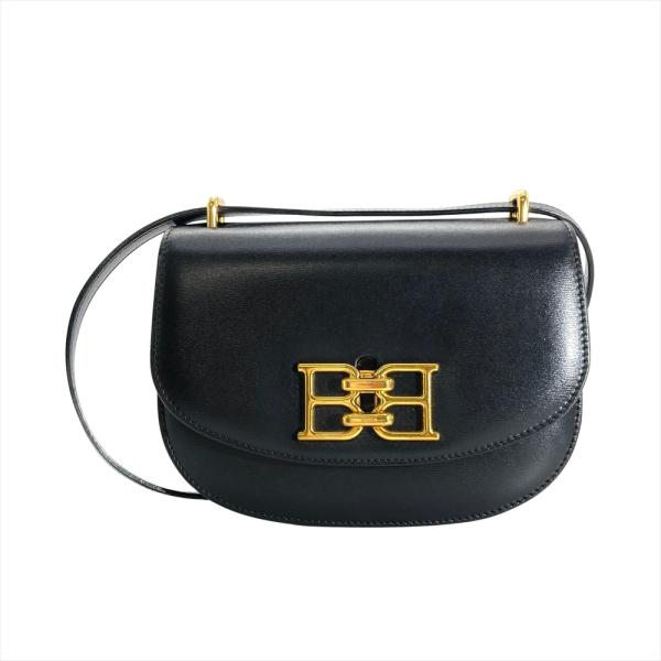 【極美品 レザー イタリア製】バリー ハンドバッグ ゴールド金具 南京錠付き Bally（バリー） ロゴ金具 ショルダーバッグ レザー ブラック ゴールド