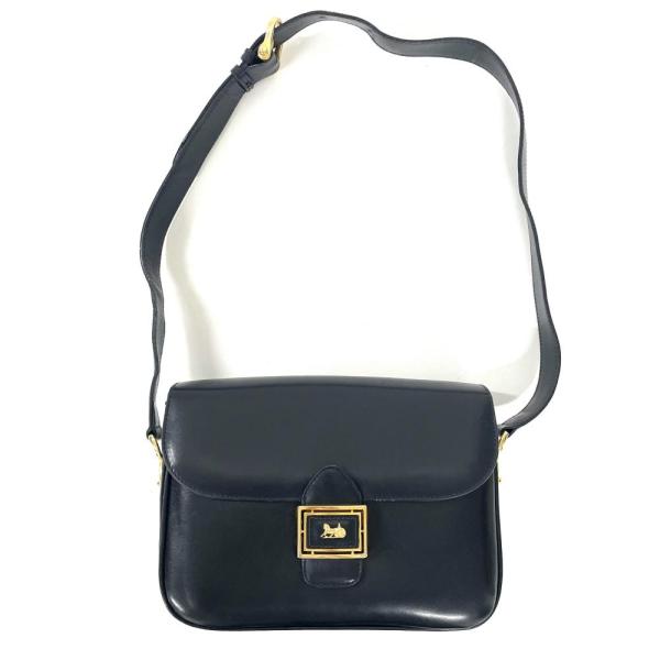 CELINE（セリーヌ） 馬車金具 ショルダーバッグ レザー ブラック