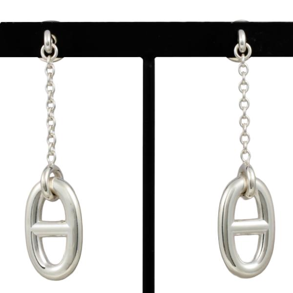 HERMES グレナン　イヤリング　シルバーピアス 高級感溢れる♪】 HERMES シェーヌダンクル ピアス シルバー (HERMES