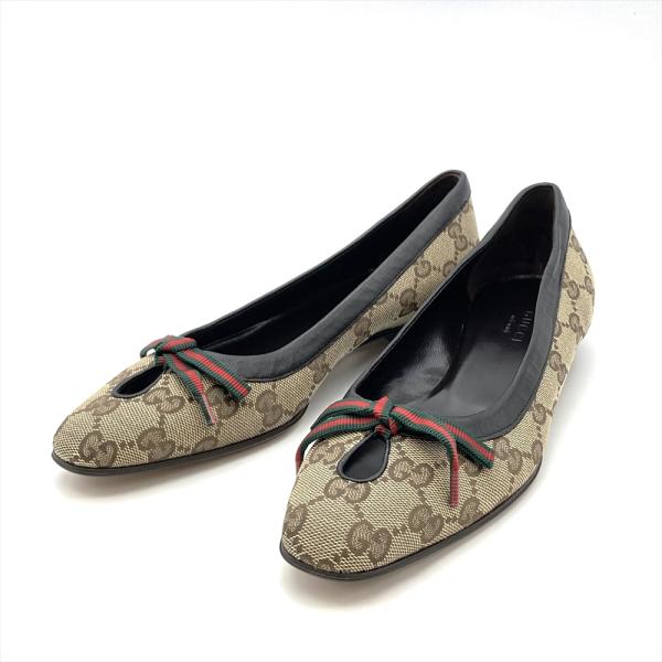 GUCCI（グッチ） パンプス GGキャンバス 147723 リボン シェリーライン