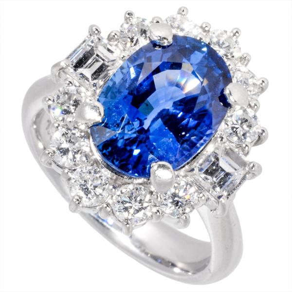 プラチナサファイアリング10号 リング 指輪 サファイア 4.27ct 約11号 Pt900 10.8g ブルー